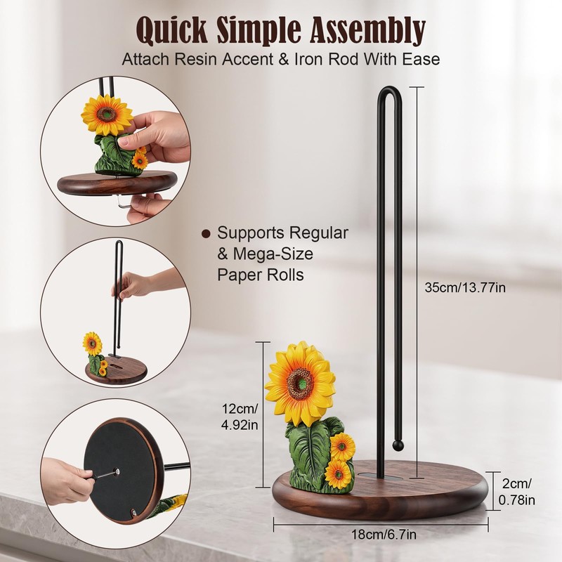 Sunflower Paper Towel Holder,Resin Sunflower Kitchen Decor
