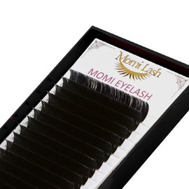 Momi Lash Volume Lash Extension, 0.05, 0.07, 0.10 Thickness C/D/CC Curl Mixed Premium Eyelash Extension, Professional Salon Use Soft Silk Lash Trays for Lash Extensions (Black 0.07 D, 7-15mm)
