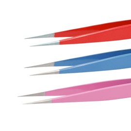 Lash Stainless Steel Makeup Tweezer 4 x Set Eyelash Tweezers Straight & Curved Extension