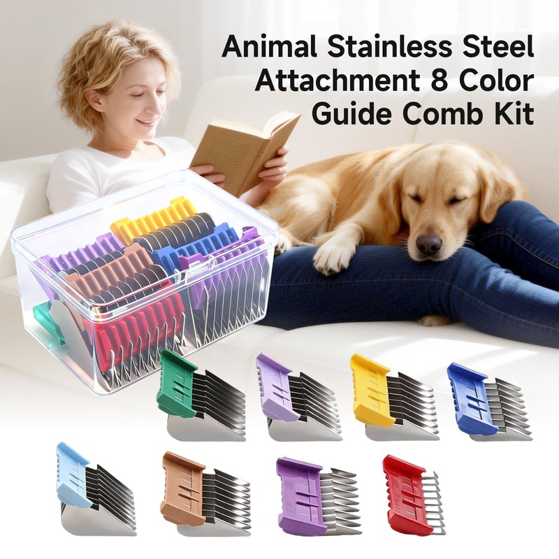 FOGOSP Animal Stainless Steel Clip Attachment Guide Comb Set for