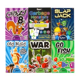 Regal Games Card Games for Kids - Go Fish, Crazy 8's, Old Maid, Slap Jack, Garbage Monster, War - Simple & Fun Classic Family Table Games - Games May Vary (6 Set)