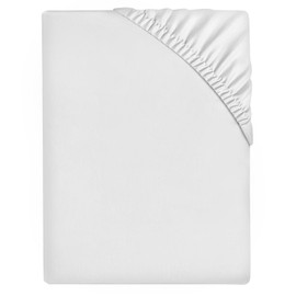 King Size Fitted Sheets Microfiber - 10 inch (25cm) Deep Bed Sheets - Elasticated Corner Bedding Sheets (152 x 203 cm) - Easycare Bedsheets - White