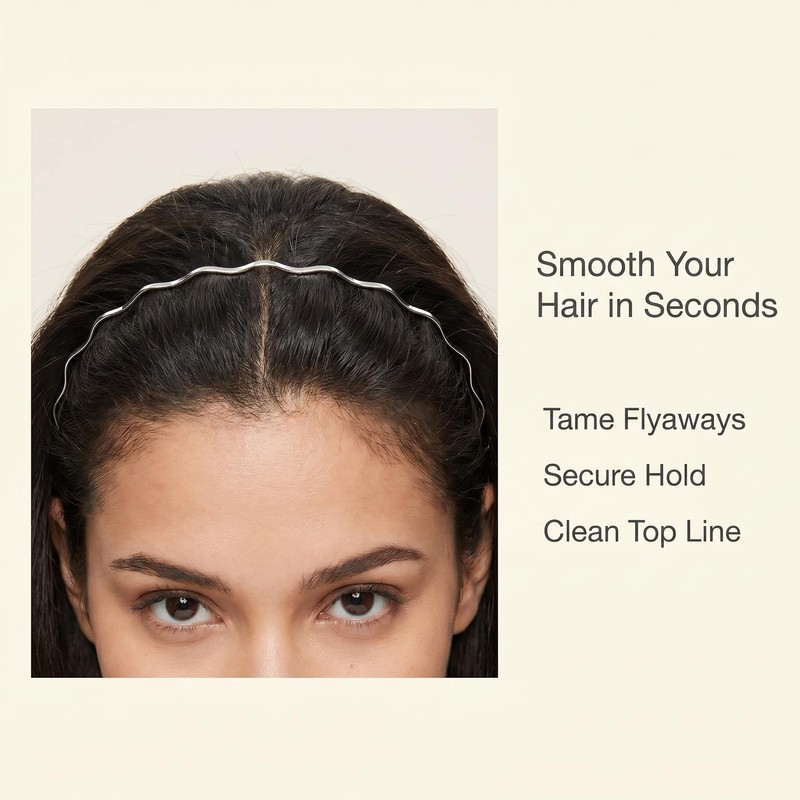 4PCS Metal Thin Headbands for Women, Elastic Hair Bands, Trendy