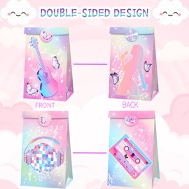 Pop Music Theme Party Favor Goodie Bags Taylor Party Favors Bags Pink-Purple Decorations Gift Bag 2 Styles Popular Singer Music Paper Bag for Birthday Christmas Wedding Bridal Baby Shower (12 Pcs)