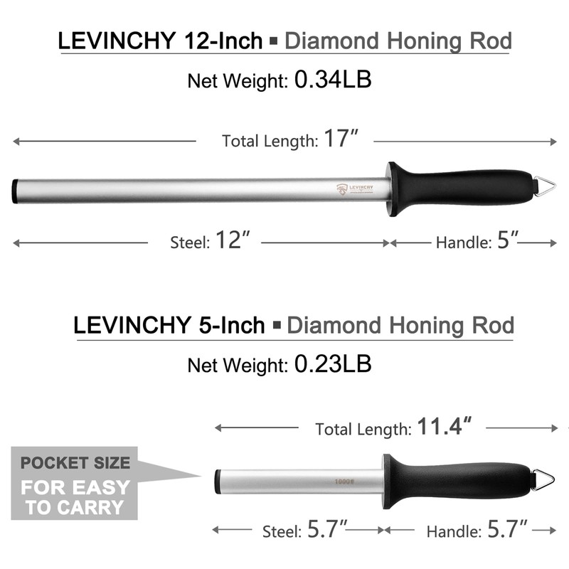 LEVINCHY Kitchen Knife Sharpener Set, Premium Knife Sharpener Rod for