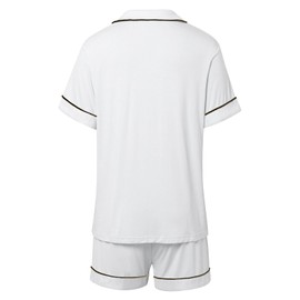 Celucke Women's Summer Pajama Set, Soft Breathable Sleepwear Short Sleeve Top with Comfortable Shorts Nightwear Set, Satin Pyjamas For Women, Pj Shorts Set, Ladies Comfort Lounge Wear White