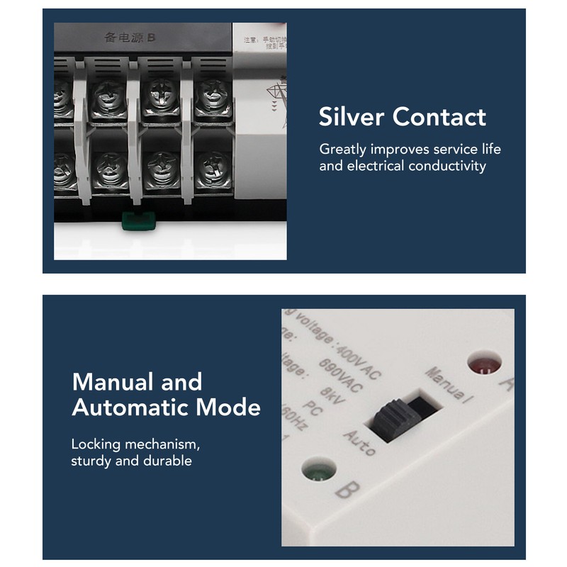 4P Automatic Transfer Switch 35mm Rail Mount Dual Power Generator