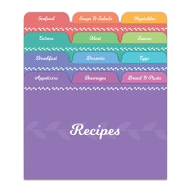 Jot & Mark Recipe Card Dividers - 24 Tabs per Set, Works with 4x6 Inch Cards, Helps Organize Recipe Box (Rainbow) - Tab Divider