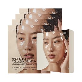 NACIFIC Mascarilla Facial De Gel De Colágeno Y Péptidos De Arroz(Set De 4 Unidades) Hidrogel De Noche Para Todo Tipo De Piel Hidrata, Reafirma,