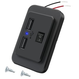 ON/Off Switch RV USB Outlet 4.8A 12V 24V Dual USB Power Outlet Wall Charger Socket for Bus Boat ATV Vehicle with Indicator
