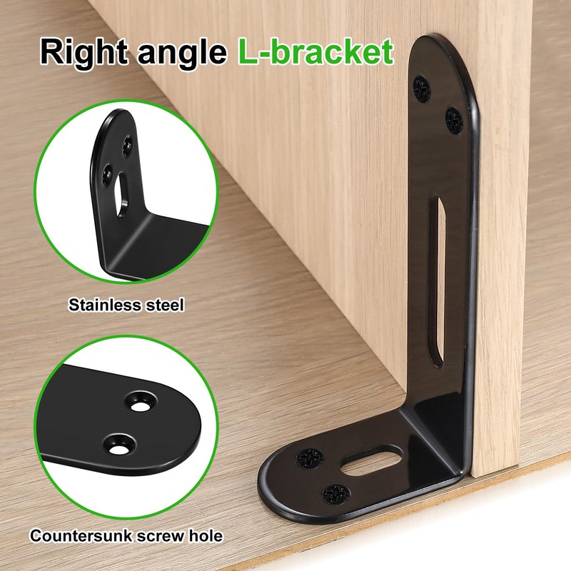 Pack of 4 Angle Connectors, Adjustable Mounting Brackets, 140 x