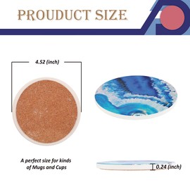 4-Piece Round Absorbent Ceramic Coaster Set with Cork Base – Durable Drink Coasters for Mugs, Cups, and Tabletop Protection (Wall Street)