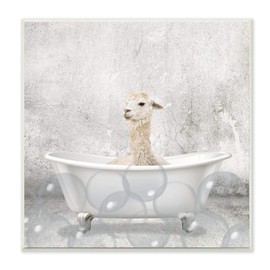 Stupell Industries Baby Llama Bath Time Cute Animal Design, Designed by Kim Allen Art, 12 x 0.5 x 12, Wall Plaque