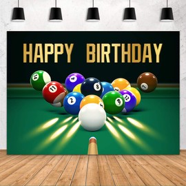 Happy Birthday Backdrop FHZON 5x3ft Snooker Contest Beginning Entertainment Game Photography Background Theme Party Fiesta Banner Table Decor Photo Booth Props PTBYYFH1