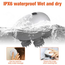 HIULLEN Electric Head Massager, Wireless Handheld Massager with 4 Kneading Heads, Portable Scalp Massager, IPX7 Waterproof Cat Massager for Full Body Massage, Dog Body Hair Growth