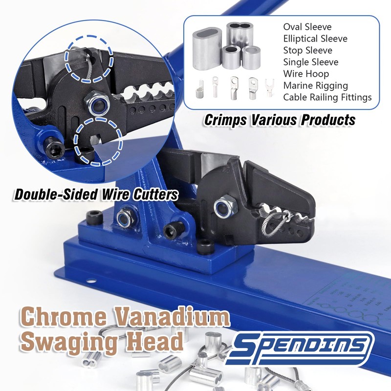 SPENDINS 24 Inch Bench Swaging Cutting Tool, Wire Rope Crimping