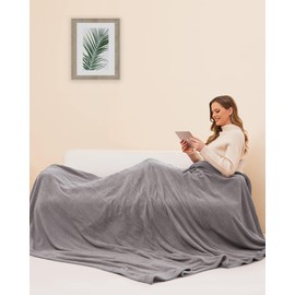 McJaw Electric Heated Blanket Full Size 72"x84" Polar Fleece, Warm for Whole Body, 4 Heating Levels and 10 Hours Auto-Off, Grey
