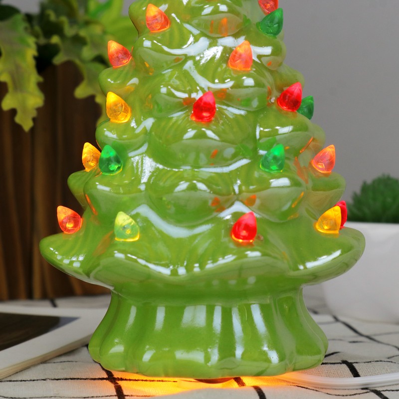 Vintage Green Lighted Ceramic Christmas Tree