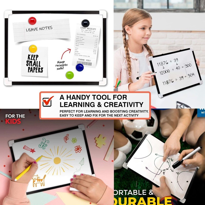 A4 Magnetic Whiteboard with Pen, Portable Mini Whiteboard, Dry Wipe