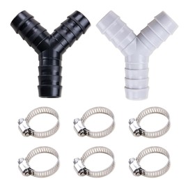 KOOBOOK 2Sets Universal 3-Way Y Splitter for Washing Machine & Dishwasher Plastic Hose Splitter Connector with Reducer Adapter Effortless Split Pipe Connection 16-27mm Hose Clamps Included