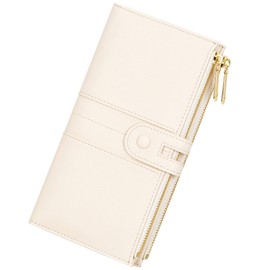 YOUBDM Slim Wallets for Women PU Leather Card Holder Wallet Large Capacity Bifold Clutch Wallet with Double Zipper Pocket