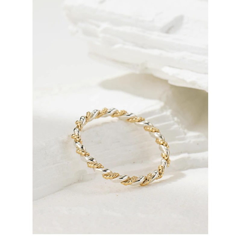 LUKRAY Braided Stacking Ring | Silver and Gold Statement Ring