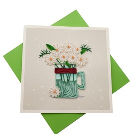 DOTRI CRAFT Quilling Card 3D - Handmade Greeting Card for Birthday, Valentine's Day, Mothers Day, Fathers Day, Graduation, Wedding, Anniversary, All Occation (FRIENDSHIP AND MEANINGFUL DAISY)