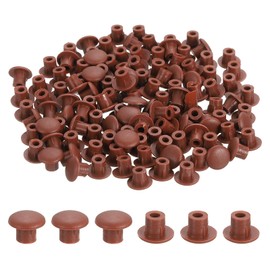 MECCANIXITY 250Pcs Plastic Hole Plugs, 5/16" x 1/4"(DxH) Hole Cover Tubing End Cap for Round Holes(5mm), Cabinet Furniture Cupboard Shelves, Red Brown