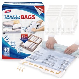 TAILI Small Vacuum Bags for Clothes Travel Vacuum Storage Bags 10 Pack 60 x 40 CM Reusable Vacuum Storage Bags for Clothes Saves 80% of Storage Space Saver Bags for Clothes, Bedding, Moving