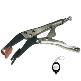 Steck Manufacturing Plugweld Pliers, 23230 Welding Pliers with Copper Alloy Backing, Locking Pliers Auto Body Tools, Bundle with a Keychain