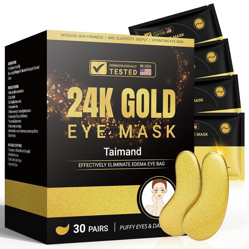 Under Eye Patches (30 Pairs), 24K Gold Under Eye Mask