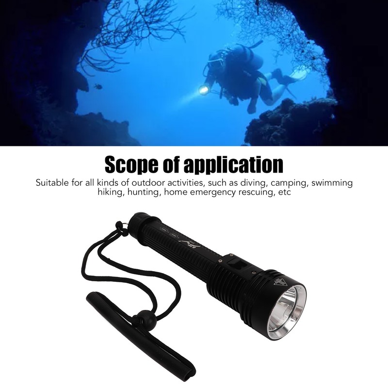 T40 Diving Flashlight Magnetron Switch Strong Light Dive Torch IPX8