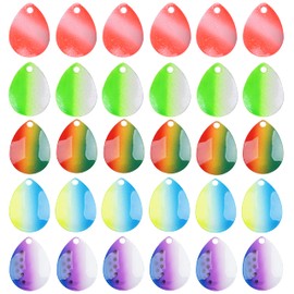 30pcs Fishing Spinner Blades Hammered Smooth Colorado Blades Colorful Metal Blades Easy Spin Spoons Rigs Spinner Bait Making DIY Parts Accessories Tackle