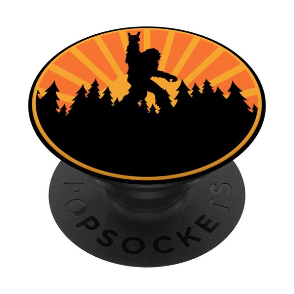 Retro Bigfoot Rock and Roll Squatch Silhouette Sonnenuntergang PopSockets mit