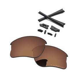 PapaViva Replacement Lenses & Rubber Kits for Oakley Flak Jacket XLJ OO9009 63mm Sunglass Copper Brown Polarized