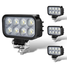 LED Work Light 12V/24V, 2200LM 25W, IP67 Waterproof, Reversing Light LED, 5700K, Auxiliary Headlight for Tractor, Truck, Offroad, Pack of 4