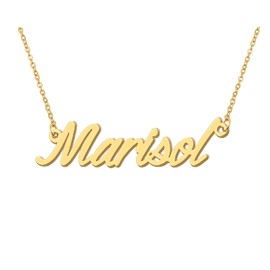 Aoloshow 18k Gold Plated Marisol Name Necklace Womens Dainty Initial Nameplate Necklaces Stainless Steel Jewelry for New Mama Best Friend