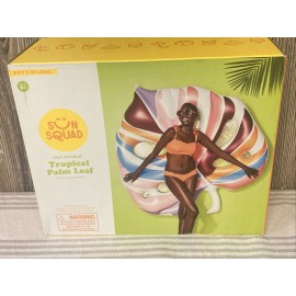 Sun Squad GIANT Palm Leaf Raft 5’ 5” POOL FLOAT Tropical Pool Float Cup Holder RAFT