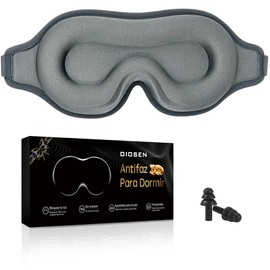 Antifaz para dormir 3D para mujeres y hombre, antifaz para dormir para una oscuridad absoluta, tejido transpirable con correa ajustable para siestas, viajes (Gris)