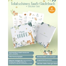 Guest Book My Christening Christening Gift for Boys Girls, Godchild Gift for Christening Decoration, Christening Book with Sticker Christening Album High-Quality Memory Book, 96 Inner Pages for