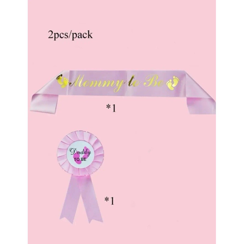 Banda Baby Shower Mom To Be Dad Azul Rosa Reveal