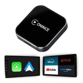 ONINCE CarPlay Ai Box, Convert Wired CarPlay or Android Auto to Wireless CarPlay or Wireless Android Auto for watching videos in your car. Plug and Play for a stable connection
