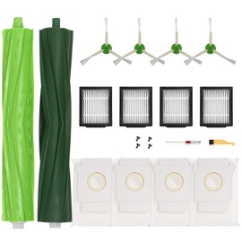 JUMBO FILTER Replacement Parts Compatible with iRobot Roomba I, E & J Series i7 i7+ j6+ j7 j7+ i3 i3+ i4 i4+ i6 i6+ i8 i8+ /Plus, 1 Set Rubber Brushes, 4 HEPA Filters, 4 Side Brushes, 4 Vacuum Bags