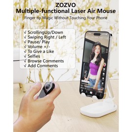 ZOZVO Air Mouse Bluetooth Rechargeable Presenter with Touchpad, Remote Control for PowerPoint/Keynote/TikTok/Camera/Kindle App, Applicable for PC/iOS/Android (Black)