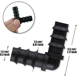Pack of 9 L Hose Connectors, 13.0 mm (1/2 Inch) Corner Connector, 90° Bend, Corner Connector, Black Hose Fitting Accessories, Hose Connection for Irrigation System