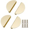 XMHF 4 Pack Semicircular Cabinet Pulls, Solid Brass Hardware Knobs,