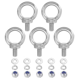 PATIKIL M12 x 20mm Lifting Shoulder Eye Bolt, 5Pcs 304 Stainless Steel Lifting Ring Threaded Eyebolt with Nuts Washers for Hanging Hammocks Articles