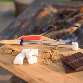 HOOPLE Marshmallows Roasting Sticks 32Inch With Canvas Bag, Camping Accessories for Smores Skewer. Extendable Stainless Steel Forks for Roasting Hot Dogs, Safe BBQ Fork for Campfire. (8PACKSET)