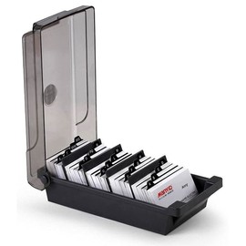 500 Card CapacityOffice Desk Business Card Organizer File Box with Divider and Letter Label A-Z (Business Card Not Included)