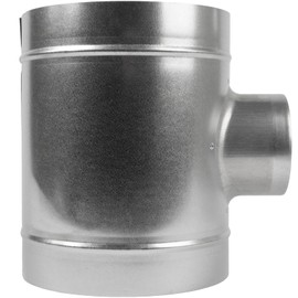 8" Inch to 4" Inch Branch T-Shape Ducting Splitter - 90 Degree Galvanized Steel 3-Way Dust Collection Fitting - Branches for Exhaust Fan - Ducting Adapter - Duct Hose Connector